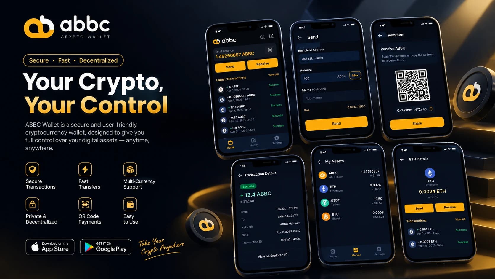 ABBC Wallet Multi-Coin Crypto Wallet interface