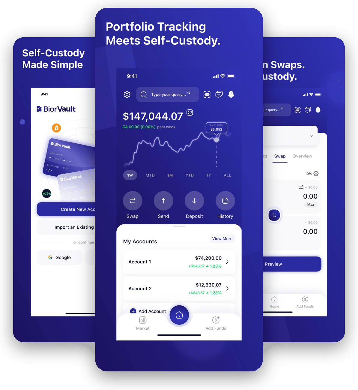BiorVault Non-Custodial Crypto Wallet interface