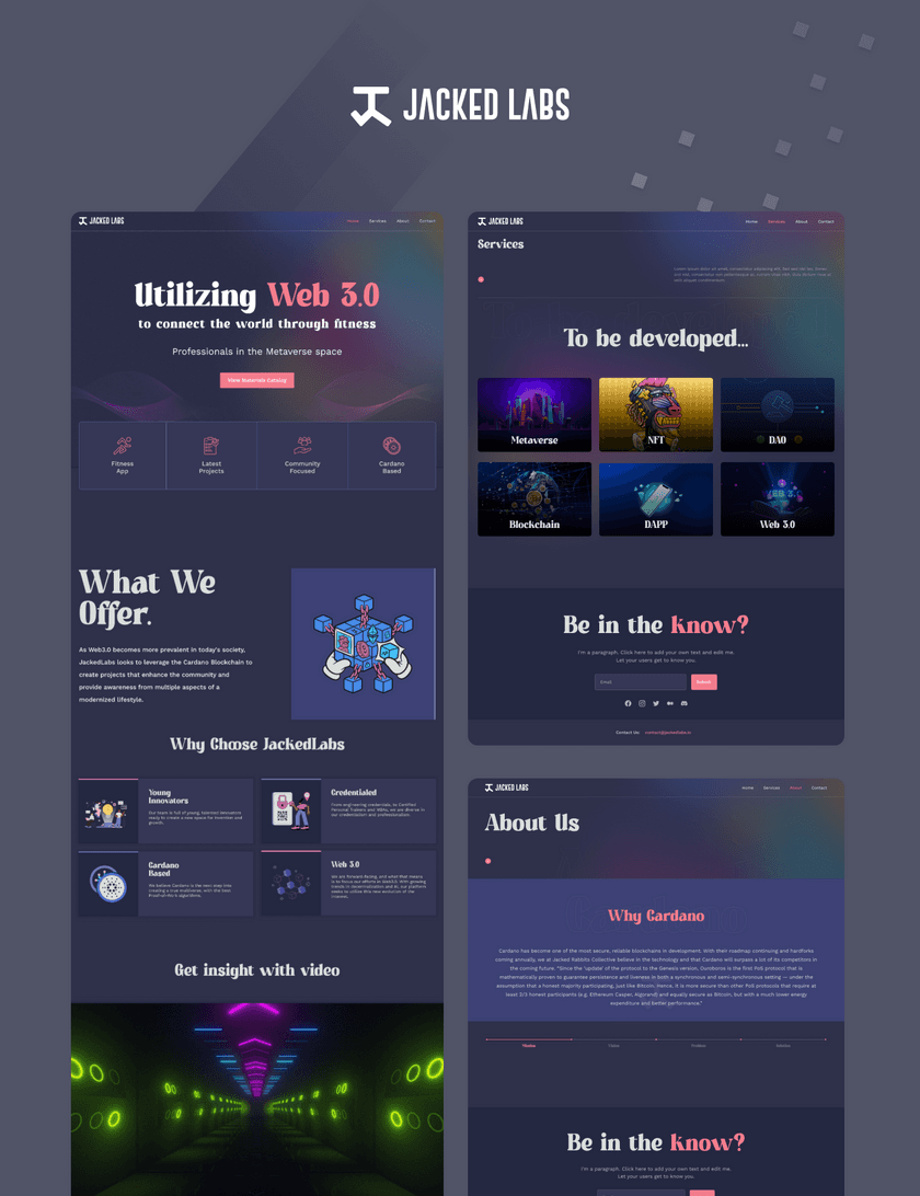 Jacked Labs Web3 Company Website interface